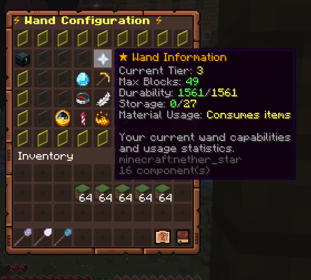 Builder's Wand Wiki Configuration GUI Example Wand Info