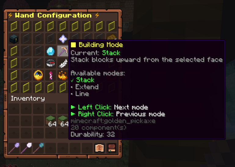 Builder's Wand Wiki Configuration GUI Example Building Mode