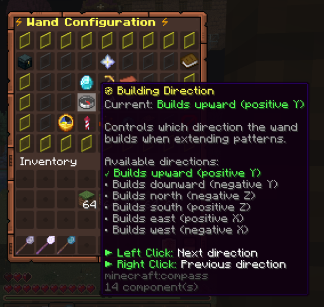 Builder's Wand Wiki Configuration GUI Example Building Direction