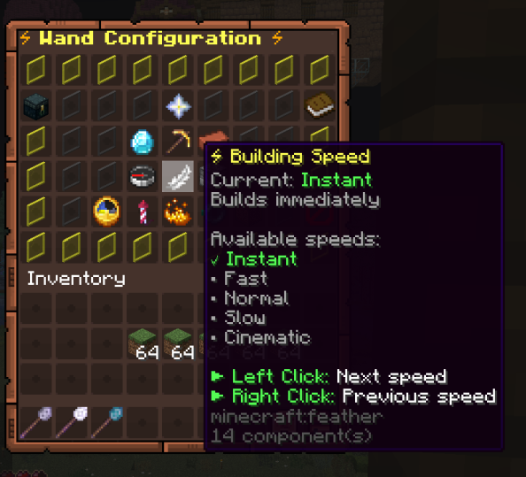 Builder's Wand Wiki Configuration GUI Example Building Speed