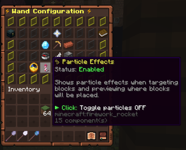 Builder's Wand Wiki Configuration GUI Example Particle Effects Toggle