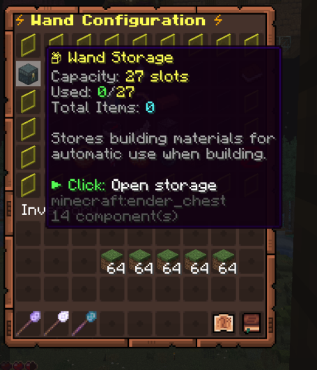Builder's Wand Wiki Configuration GUI Example - Wand Storage